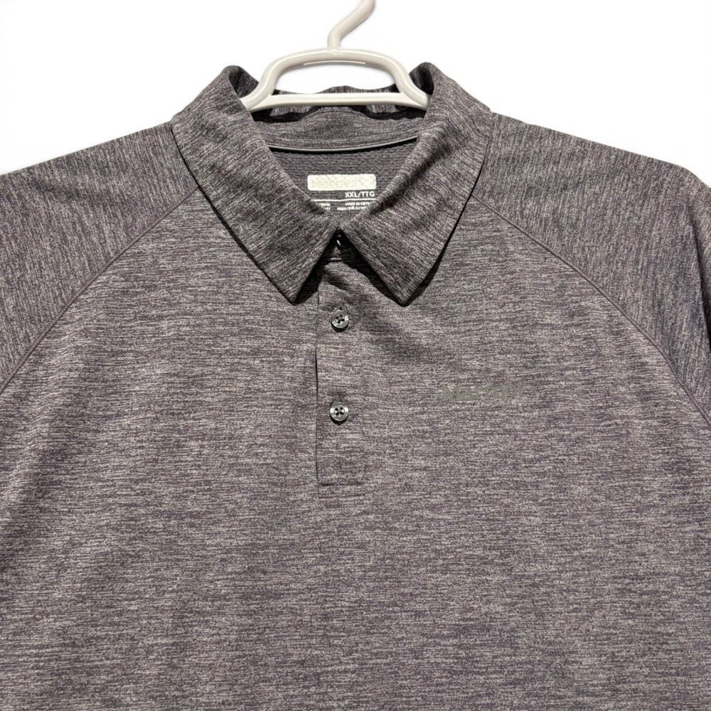 Marmot Men's Size XXL Gray Heathered Short Sleeve Performance Polo Shirt